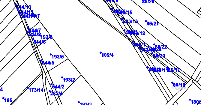 Parcela st. 109/4 v KÚ Křečkov, Katastrální mapa