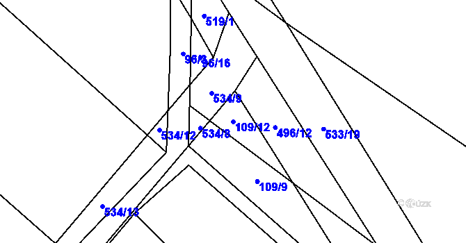 Parcela st. 109/12 v KÚ Křečkov, Katastrální mapa
