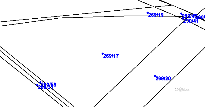 Parcela st. 269/17 v KÚ Křečkov, Katastrální mapa