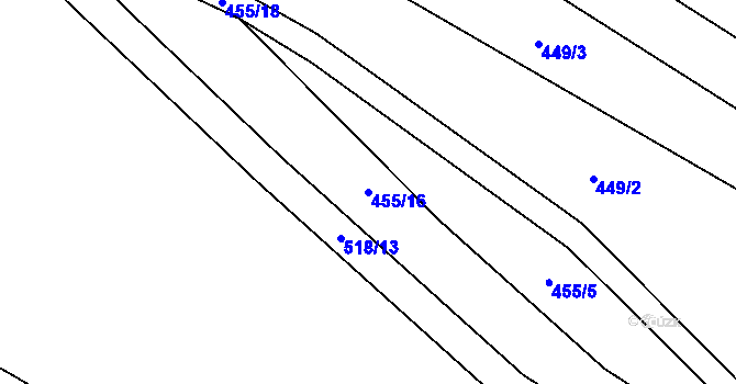 Parcela st. 455/16 v KÚ Křečkov, Katastrální mapa