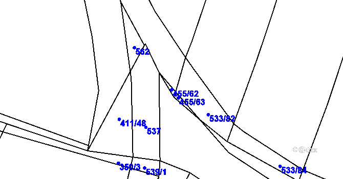 Parcela st. 455/62 v KÚ Křečkov, Katastrální mapa