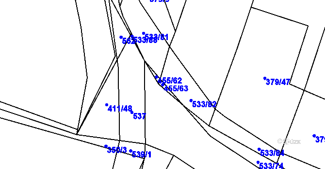 Parcela st. 455/63 v KÚ Křečkov, Katastrální mapa