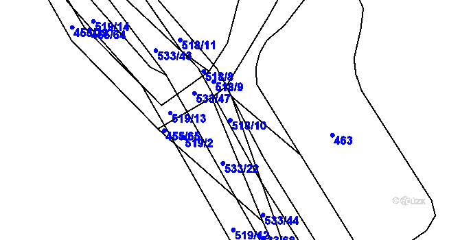 Parcela st. 518/10 v KÚ Křečkov, Katastrální mapa