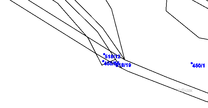 Parcela st. 518/12 v KÚ Křečkov, Katastrální mapa