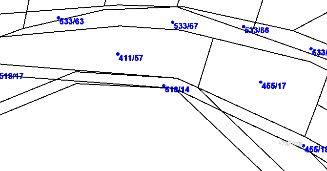Parcela st. 518/14 v KÚ Křečkov, Katastrální mapa