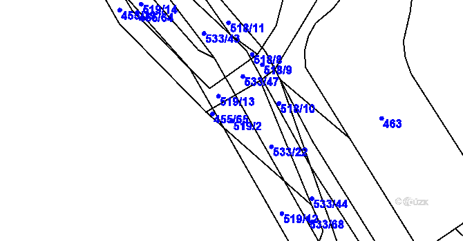 Parcela st. 519/2 v KÚ Křečkov, Katastrální mapa