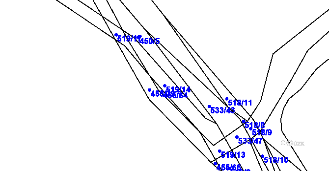 Parcela st. 519/14 v KÚ Křečkov, Katastrální mapa