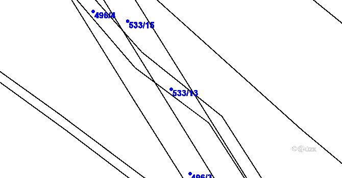 Parcela st. 533/13 v KÚ Křečkov, Katastrální mapa