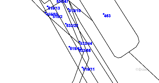 Parcela st. 533/44 v KÚ Křečkov, Katastrální mapa