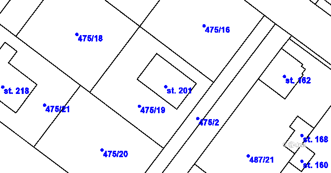 Parcela st. 201 v KÚ Křečkov, Katastrální mapa