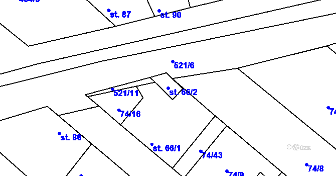 Parcela st. 66/2 v KÚ Křečkov, Katastrální mapa