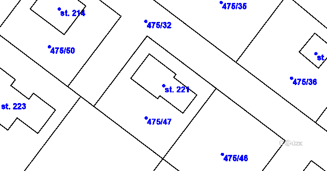 Parcela st. 221 v KÚ Křečkov, Katastrální mapa