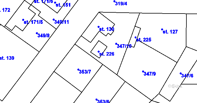 Parcela st. 226 v KÚ Křečkov, Katastrální mapa