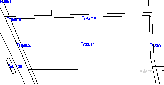 Parcela st. 732/11 v KÚ Křečovice u Neveklova, Katastrální mapa