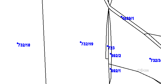 Parcela st. 732/19 v KÚ Křečovice u Neveklova, Katastrální mapa
