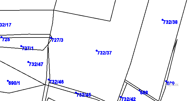 Parcela st. 732/37 v KÚ Křečovice u Neveklova, Katastrální mapa