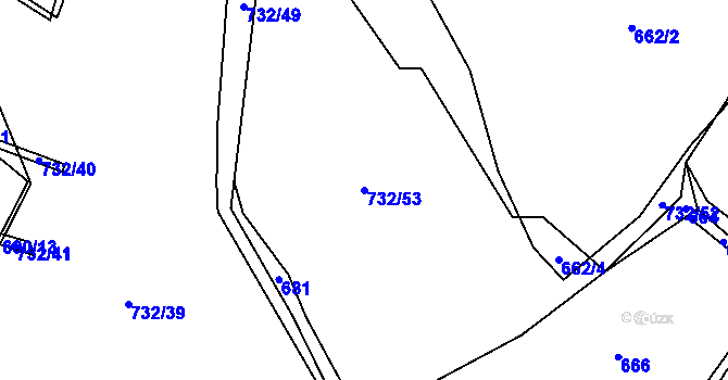 Parcela st. 732/53 v KÚ Křečovice u Neveklova, Katastrální mapa