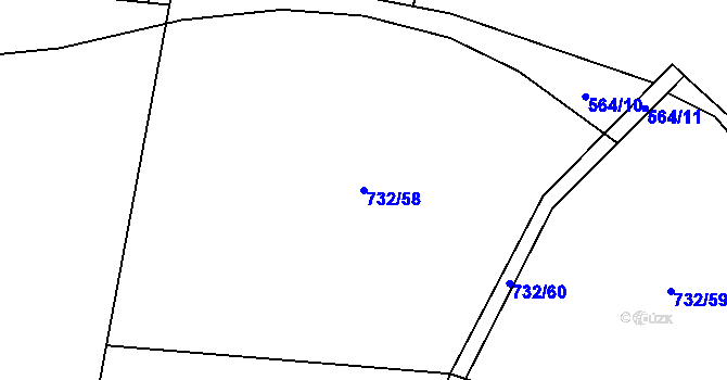 Parcela st. 732/58 v KÚ Křečovice u Neveklova, Katastrální mapa