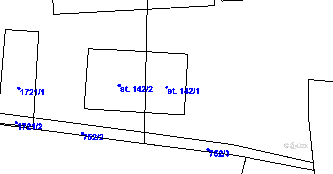 Parcela st. 142/1 v KÚ Křečovice u Neveklova, Katastrální mapa