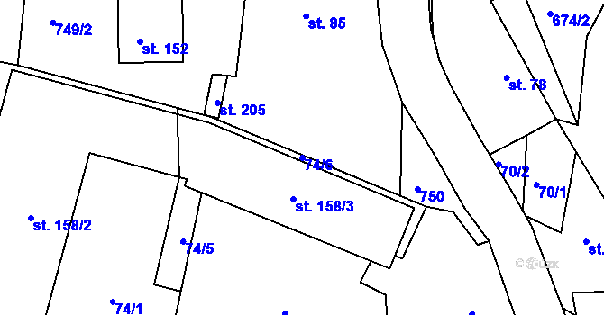Parcela st. 74/6 v KÚ Křečovice u Neveklova, Katastrální mapa