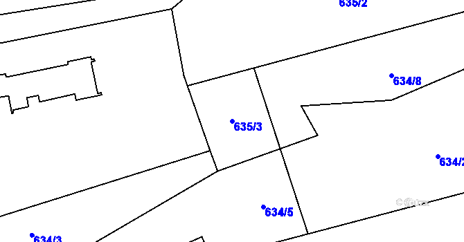 Parcela st. 635/3 v KÚ Křečovice u Neveklova, Katastrální mapa