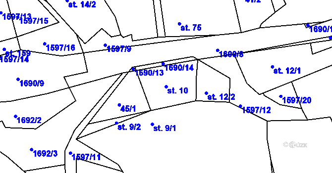 Parcela st. 10 v KÚ Křečovice u Neveklova, Katastrální mapa