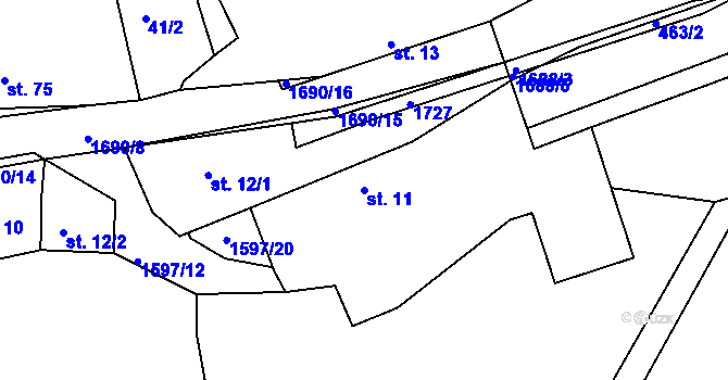 Parcela st. 11 v KÚ Křečovice u Neveklova, Katastrální mapa