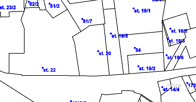 Parcela st. 20 v KÚ Křečovice u Neveklova, Katastrální mapa