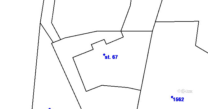 Parcela st. 67 v KÚ Křečovice u Neveklova, Katastrální mapa