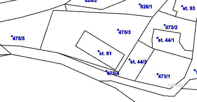 Parcela st. 81 v KÚ Křečovice u Neveklova, Katastrální mapa