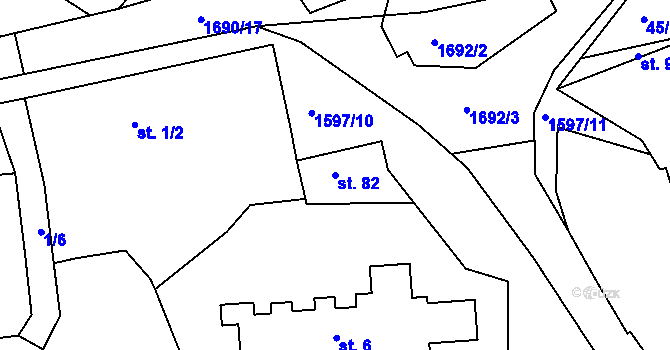 Parcela st. 82 v KÚ Křečovice u Neveklova, Katastrální mapa