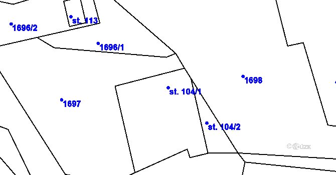 Parcela st. 104/1 v KÚ Křečovice u Neveklova, Katastrální mapa
