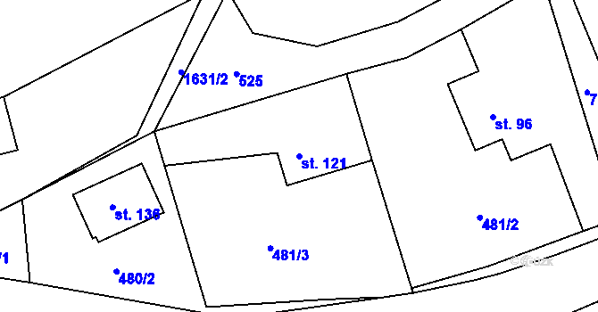 Parcela st. 121 v KÚ Křečovice u Neveklova, Katastrální mapa