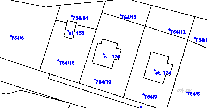 Parcela st. 125 v KÚ Křečovice u Neveklova, Katastrální mapa