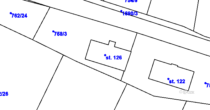 Parcela st. 126 v KÚ Křečovice u Neveklova, Katastrální mapa