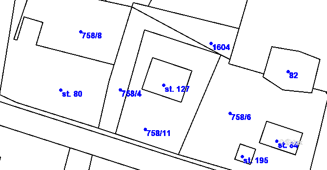 Parcela st. 127 v KÚ Křečovice u Neveklova, Katastrální mapa