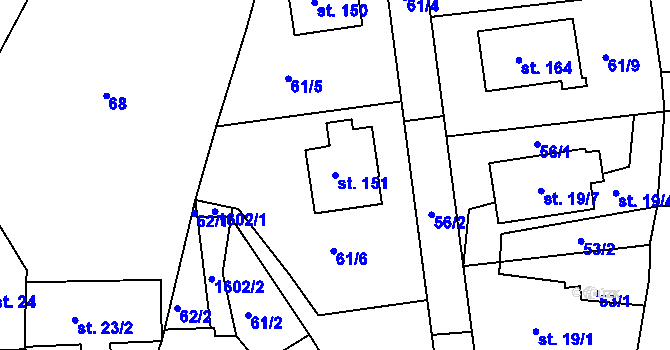 Parcela st. 151 v KÚ Křečovice u Neveklova, Katastrální mapa