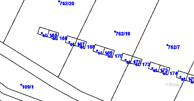 Parcela st. 169 v KÚ Křečovice u Neveklova, Katastrální mapa