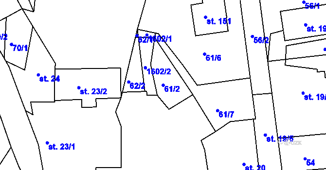 Parcela st. 61/2 v KÚ Křečovice u Neveklova, Katastrální mapa