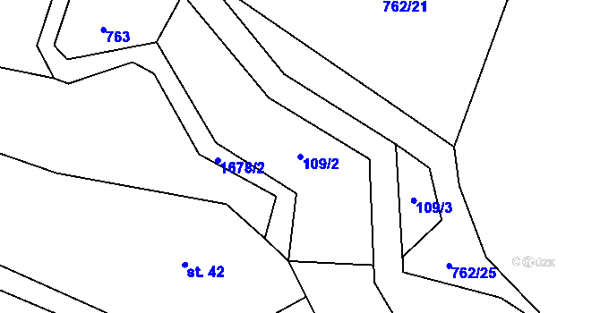 Parcela st. 109/2 v KÚ Křečovice u Neveklova, Katastrální mapa