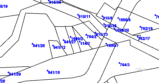 Parcela st. 114/2 v KÚ Křečovice u Neveklova, Katastrální mapa