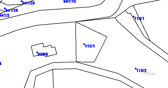 Parcela st. 115/1 v KÚ Křečovice u Neveklova, Katastrální mapa