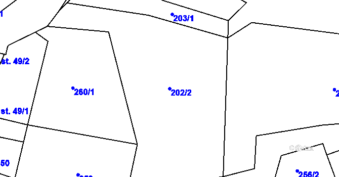 Parcela st. 202/2 v KÚ Křečovice u Neveklova, Katastrální mapa