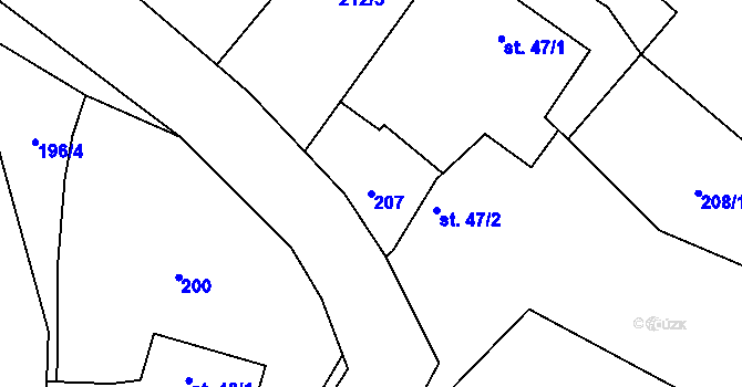 Parcela st. 207 v KÚ Křečovice u Neveklova, Katastrální mapa
