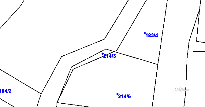 Parcela st. 214/3 v KÚ Křečovice u Neveklova, Katastrální mapa