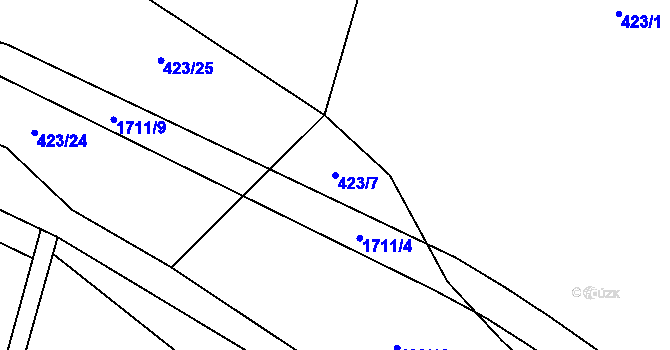 Parcela st. 423/7 v KÚ Křečovice u Neveklova, Katastrální mapa
