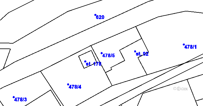 Parcela st. 478/5 v KÚ Křečovice u Neveklova, Katastrální mapa