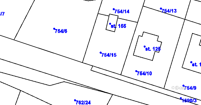 Parcela st. 754/15 v KÚ Křečovice u Neveklova, Katastrální mapa