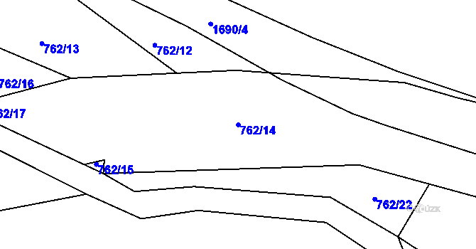 Parcela st. 762/14 v KÚ Křečovice u Neveklova, Katastrální mapa