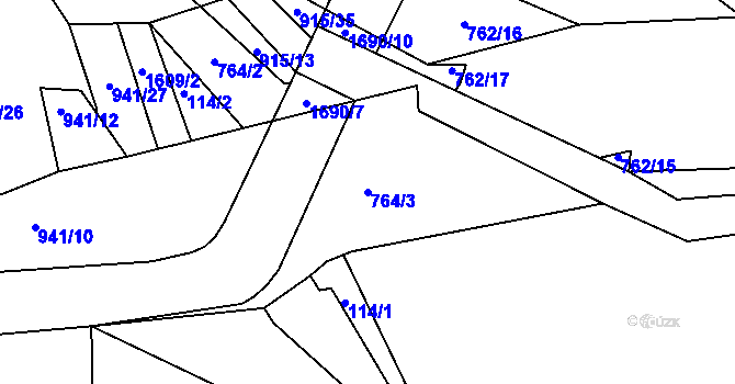Parcela st. 764/3 v KÚ Křečovice u Neveklova, Katastrální mapa